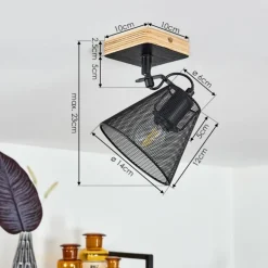 Plafonnier Panaguá Bois clair, Noir, 1 lumière