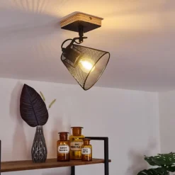 Plafonnier Panaguá Bois clair, Noir, 1 lumière