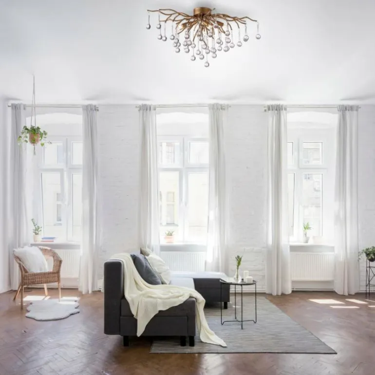 Plafonnier Paul Neuhaus ICICLE Vieux laiton, 4 lumières