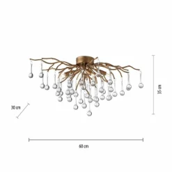 Plafonnier Paul Neuhaus ICICLE Vieux laiton, 4 lumières