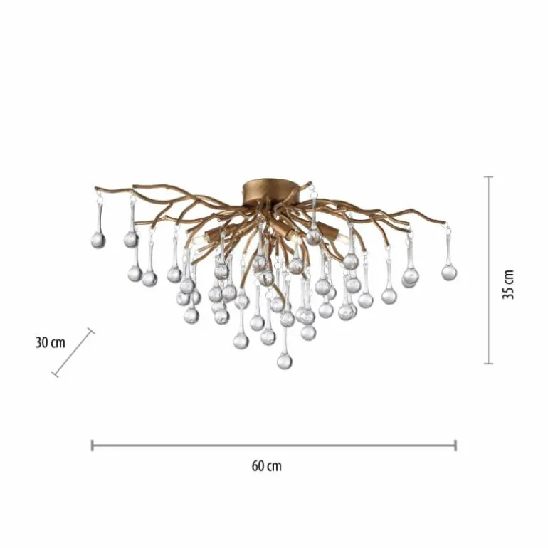 Plafonnier Paul Neuhaus ICICLE Vieux laiton, 4 lumières