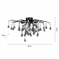 Plafonnier Paul Neuhaus ICICLE Noir, 4 lumières