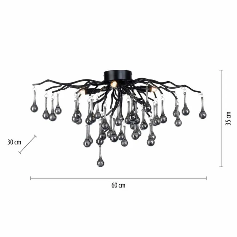 Plafonnier Paul Neuhaus ICICLE Noir, 4 lumières