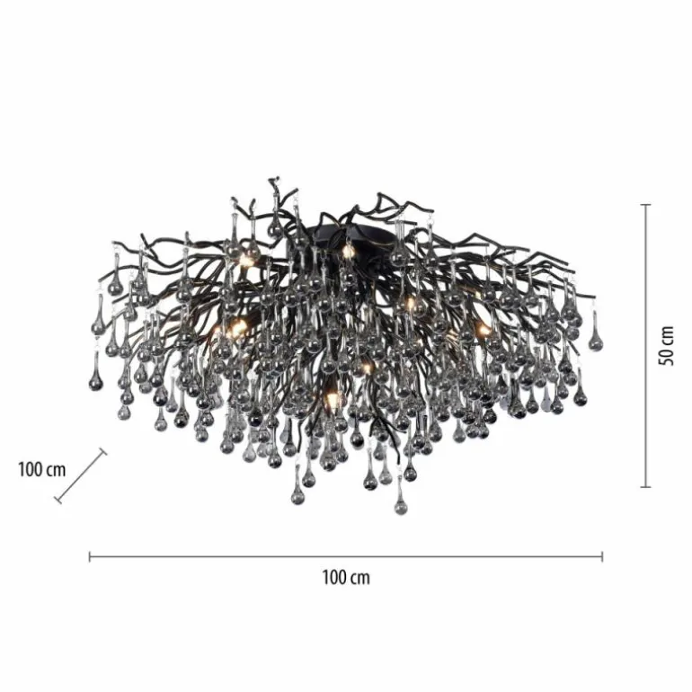 Plafonnier Paul Neuhaus ICICLE Noir, 14 lumières