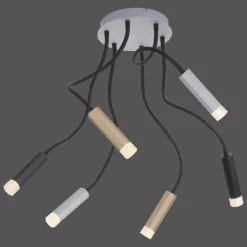 Plafonnier Paul Neuhaus PURE-GEMIN LED Aluminium, Laiton, Noir, 6 lumières