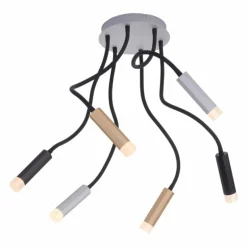 Plafonnier Paul Neuhaus PURE-GEMIN LED Aluminium, Laiton, Noir, 6 lumières