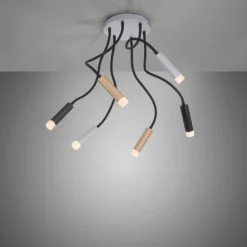 Plafonnier Paul Neuhaus PURE-GEMIN LED Aluminium, Laiton, Noir, 6 lumières