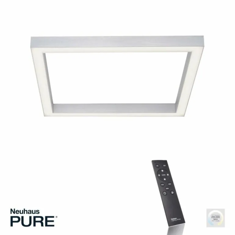 Plafonnier Paul Neuhaus PURE-LINES LED Aluminium, 1 lumière, Télécommandes