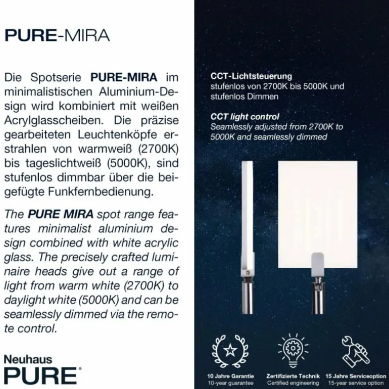 Plafonnier Paul Neuhaus PURE-MIRA LED Aluminium, 2 lumières, Télécommandes