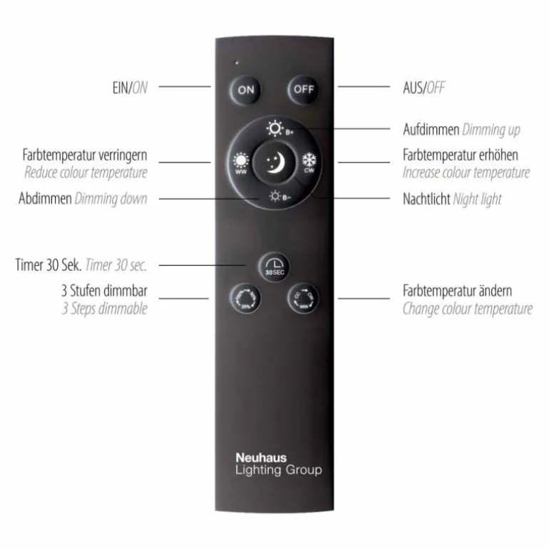 Plafonnier Paul Neuhaus PURE-MIRA LED Aluminium, 2 lumières, Télécommandes