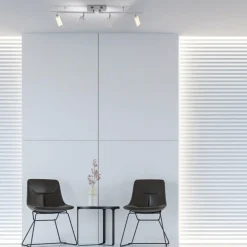 Plafonnier Paul Neuhaus PURE-MIRA LED Aluminium, 4 lumières, Télécommandes