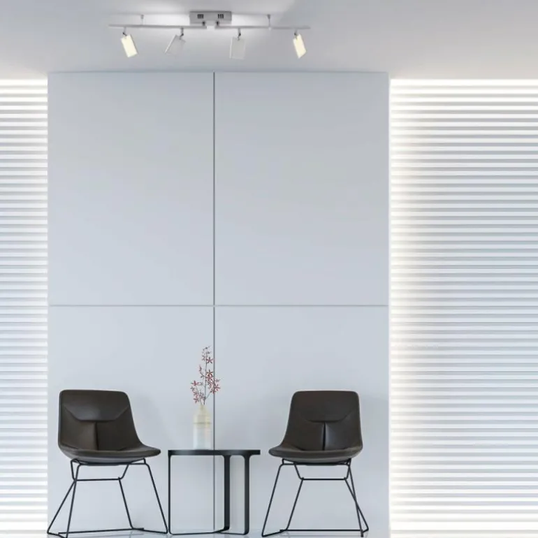 Plafonnier Paul Neuhaus PURE-MIRA LED Aluminium, 4 lumières, Télécommandes