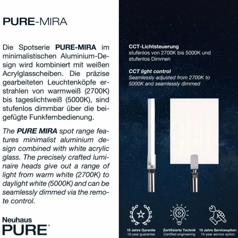 Plafonnier Paul Neuhaus PURE-MIRA LED Aluminium, 4 lumières, Télécommandes