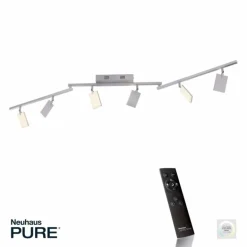 Plafonnier Paul Neuhaus PURE-MIRA LED Aluminium, 6 lumières, Télécommandes