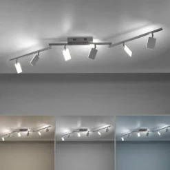 Plafonnier Paul Neuhaus PURE-MIRA LED Aluminium, 6 lumières, Télécommandes