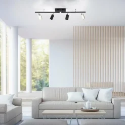 Plafonnier Paul Neuhaus PURE-MIRA LED Noir, 4 lumières, Télécommandes