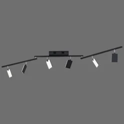 Plafonnier Paul Neuhaus PURE-MIRA LED Noir, 6 lumières, Télécommandes