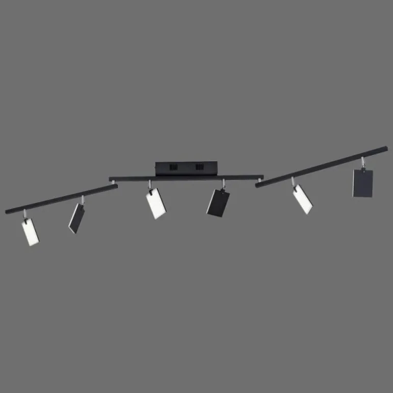 Plafonnier Paul Neuhaus PURE-MIRA LED Noir, 6 lumières, Télécommandes