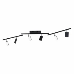 Plafonnier Paul Neuhaus PURE-MIRA LED Noir, 6 lumières, Télécommandes