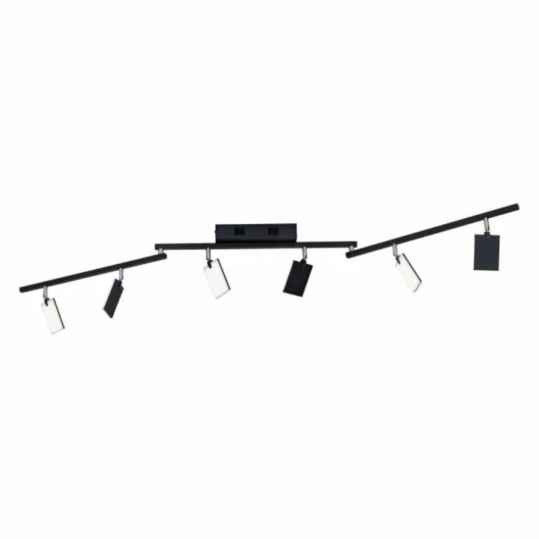 Plafonnier Paul Neuhaus PURE-MIRA LED Noir, 6 lumières, Télécommandes