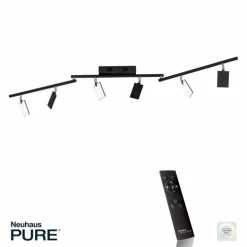 Plafonnier Paul Neuhaus PURE-MIRA LED Noir, 6 lumières, Télécommandes