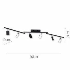 Plafonnier Paul Neuhaus PURE-MIRA LED Noir, 6 lumières, Télécommandes