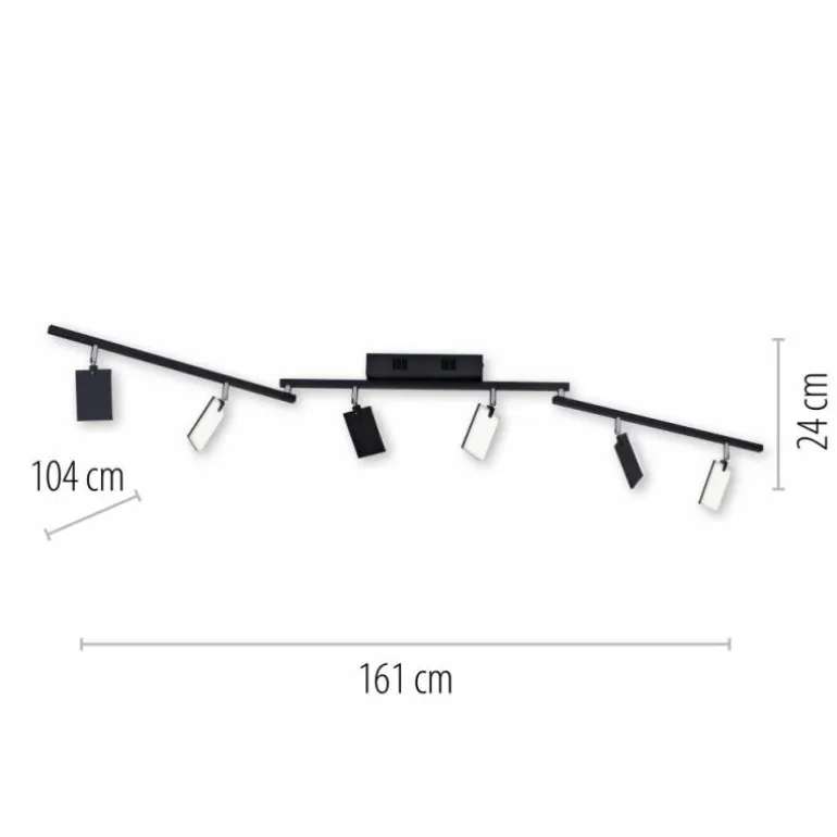 Plafonnier Paul Neuhaus PURE-MIRA LED Noir, 6 lumières, Télécommandes