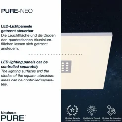 Plafonnier Paul Neuhaus PURE-NEO LED Aluminium, 5 lumières, Télécommandes