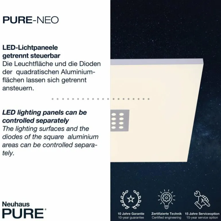 Plafonnier Paul Neuhaus PURE-NEO LED Aluminium, 5 lumières, Télécommandes