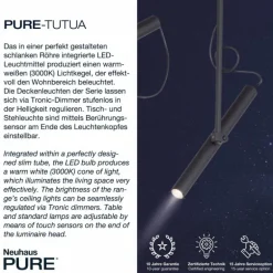 Plafonnier Paul Neuhaus PURE-TUTUA LED Noir, 2 lumières