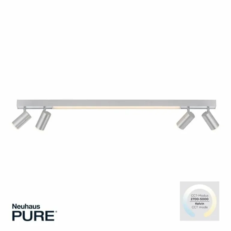 Plafonnier Paul Neuhaus PURE-LINES LED Aluminium, 1 lumière, Télécommandes