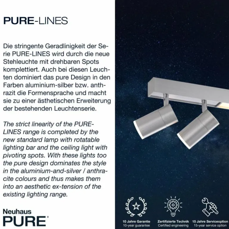 Plafonnier Paul Neuhaus PURE-LINES LED Aluminium, 1 lumière, Télécommandes