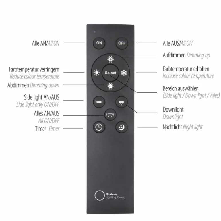 Plafonnier Paul Neuhaus PURE-LINES LED Aluminium, 1 lumière, Télécommandes