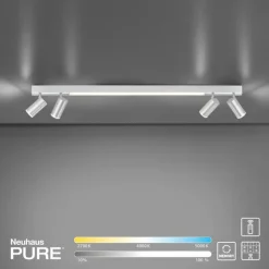 Plafonnier Paul Neuhaus PURE-LINES LED Aluminium, 1 lumière, Télécommandes