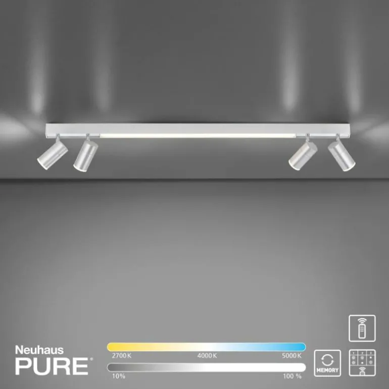 Plafonnier Paul Neuhaus PURE-LINES LED Aluminium, 1 lumière, Télécommandes