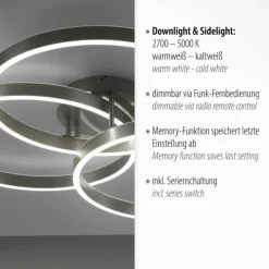 Plafonnier Paul Neuhaus PAAN LED Acier brossé, 1 lumière, Télécommandes