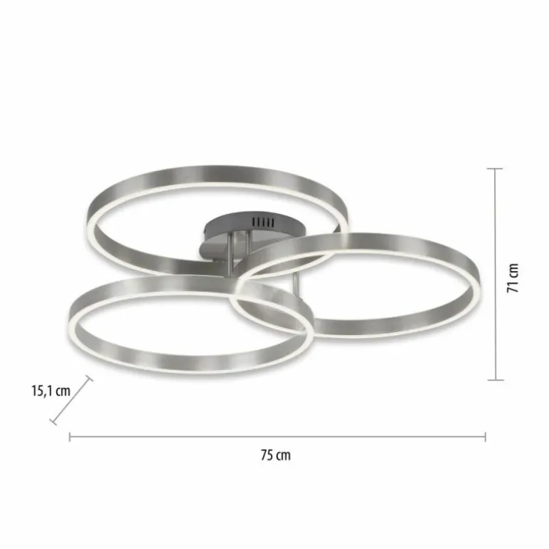Plafonnier Paul Neuhaus PAAN LED Acier brossé, 1 lumière, Télécommandes