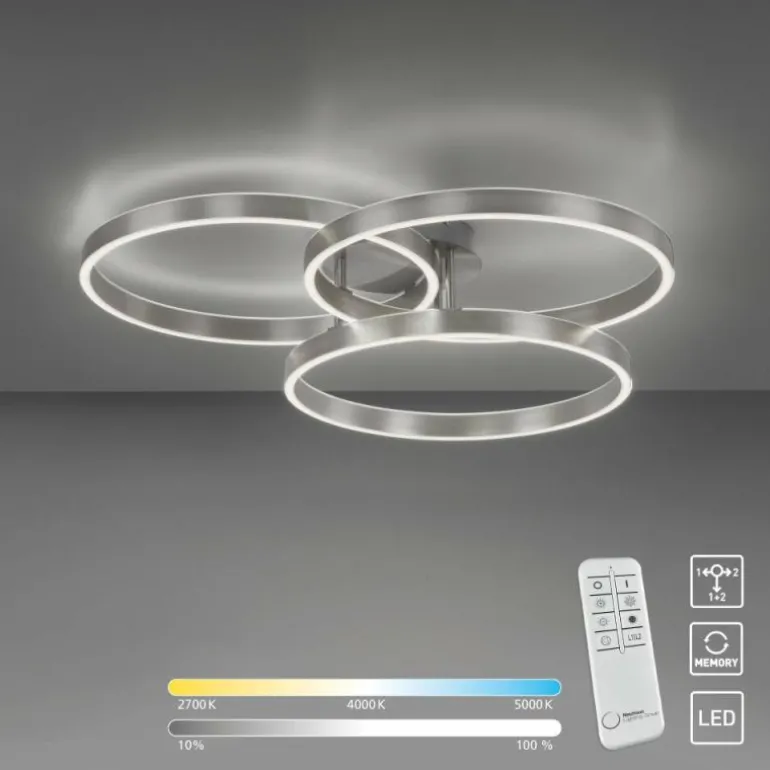 Plafonnier Paul Neuhaus PAAN LED Acier brossé, 1 lumière, Télécommandes