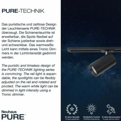 Plafonnier Paul Neuhaus PURE-TECHNIK LED Noir, 1 lumière