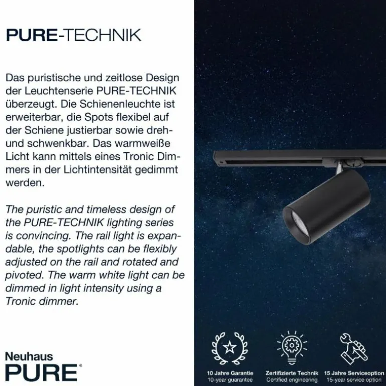 Plafonnier Paul Neuhaus PURE-TECHNIK LED Noir, 1 lumière