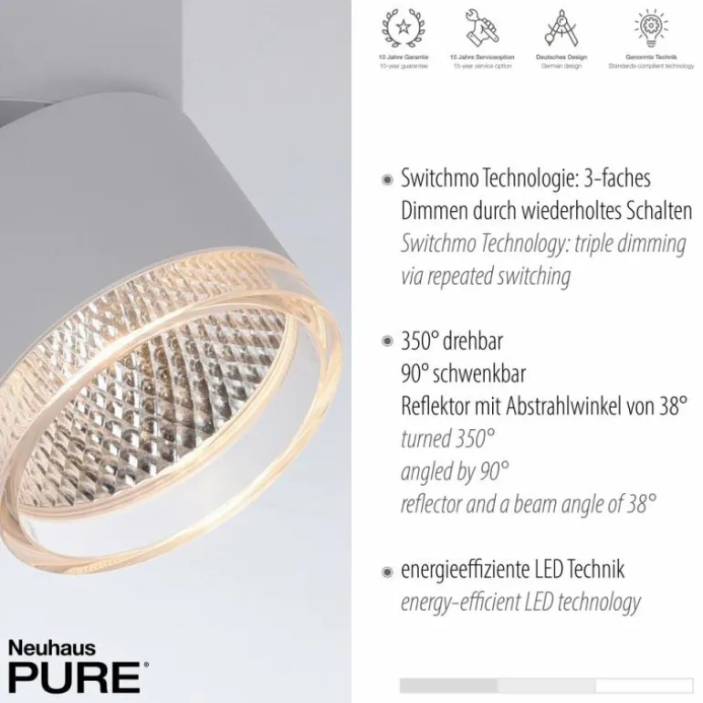 Plafonnier Paul Neuhaus PURE-NOLA LED Blanc, 4 lumières