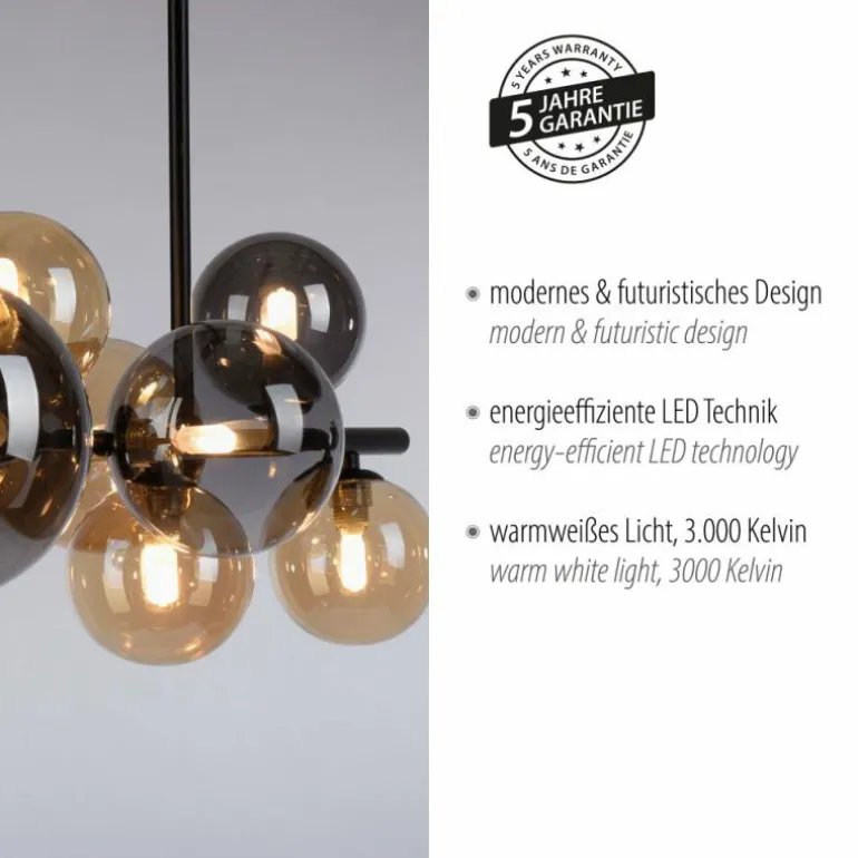 Plafonnier Paul Neuhaus POPSICLE LED Noir, 10 lumières