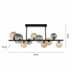 Plafonnier Paul Neuhaus POPSICLE LED Noir, 10 lumières