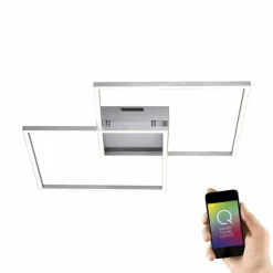 Plafonnier Paul Neuhaus Q-Inigo LED Acier inoxydable, 2 lumières, Télécommandes