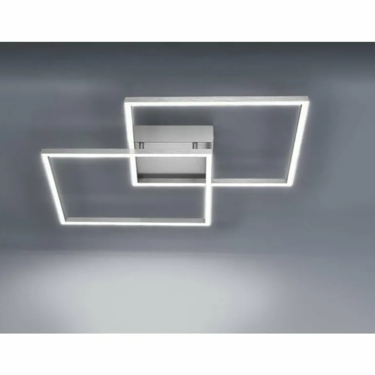 Plafonnier Paul Neuhaus Q-Inigo LED Acier inoxydable, 2 lumières, Télécommandes
