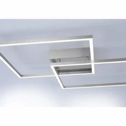 Plafonnier Paul Neuhaus Q-Inigo LED Acier inoxydable, 2 lumières, Télécommandes