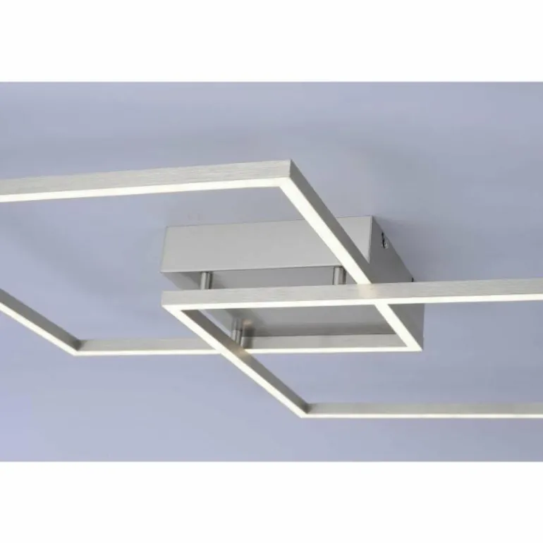 Plafonnier Paul Neuhaus Q-Inigo LED Acier inoxydable, 2 lumières, Télécommandes