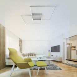 Plafonnier Paul Neuhaus Q-Inigo LED Acier inoxydable, 2 lumières, Télécommandes