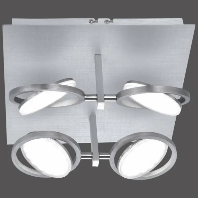 Plafonnier Paul Neuhaus Q-Orbit LED Aluminium, 4 lumières, Télécommandes