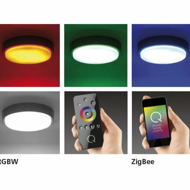 Plafonnier Paul Neuhaus Q-LENNY LED Anthracite, 1 lumière, Télécommandes, Changeur de couleurs